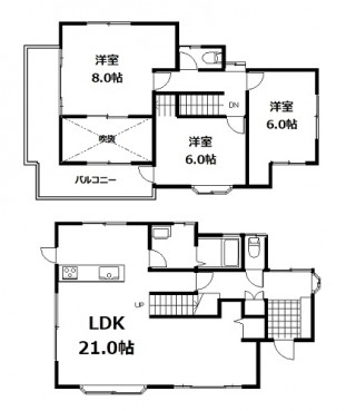 伊予市米湊1468-2間取り
