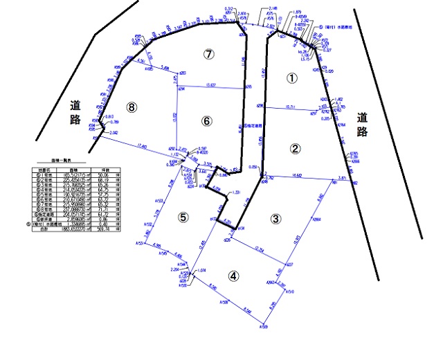 内子町内子８区画分譲地概略図